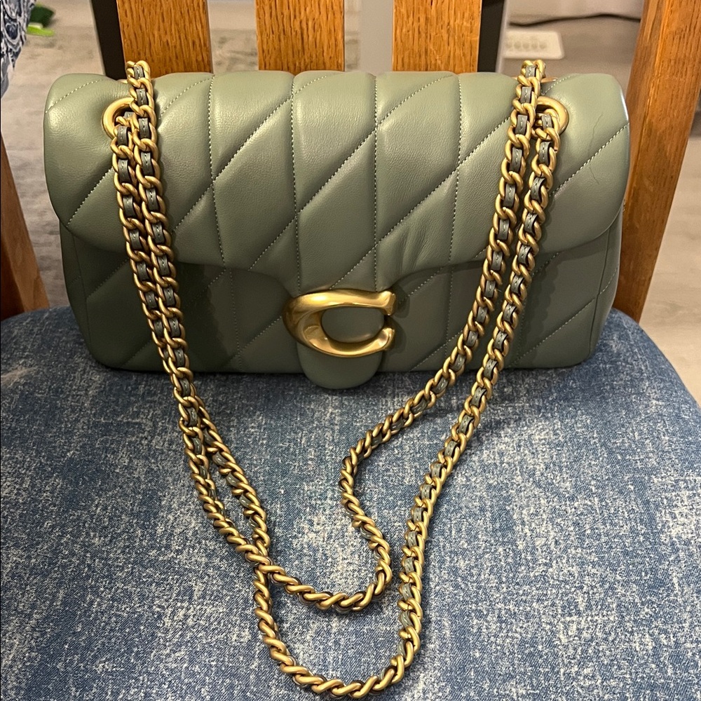 Coach Quilted Tabby in Sage/Brass Combo